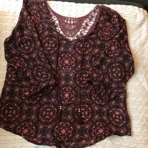 Peasant lace back top
